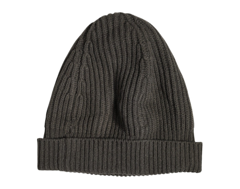 Bonnet d'hiver tricoté en laine verte Dolce & Gabbana avec plaque DG