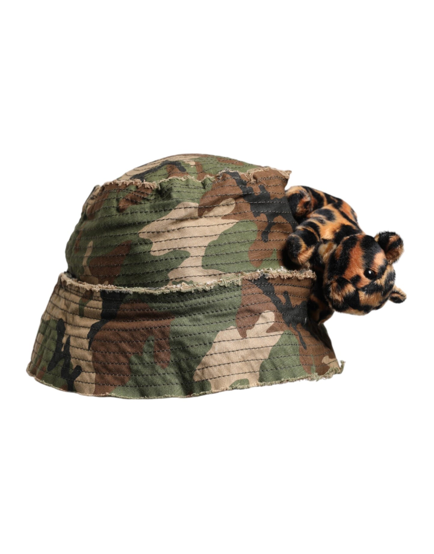 Dolce & Gabbana Multicolor Leopard Embellish Bucket Hat met brede rand