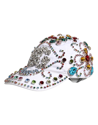 Dolce & Gabbana witte multicolor kristallen verfraaide baseballpet