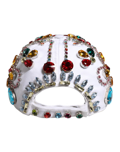 Dolce & Gabbana witte multicolor kristallen verfraaide baseballpet