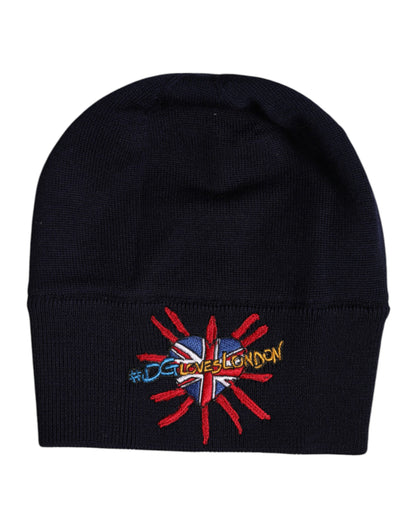 Bonnet d'hiver en laine noire Dolce & Gabbana #DGLovesLondon