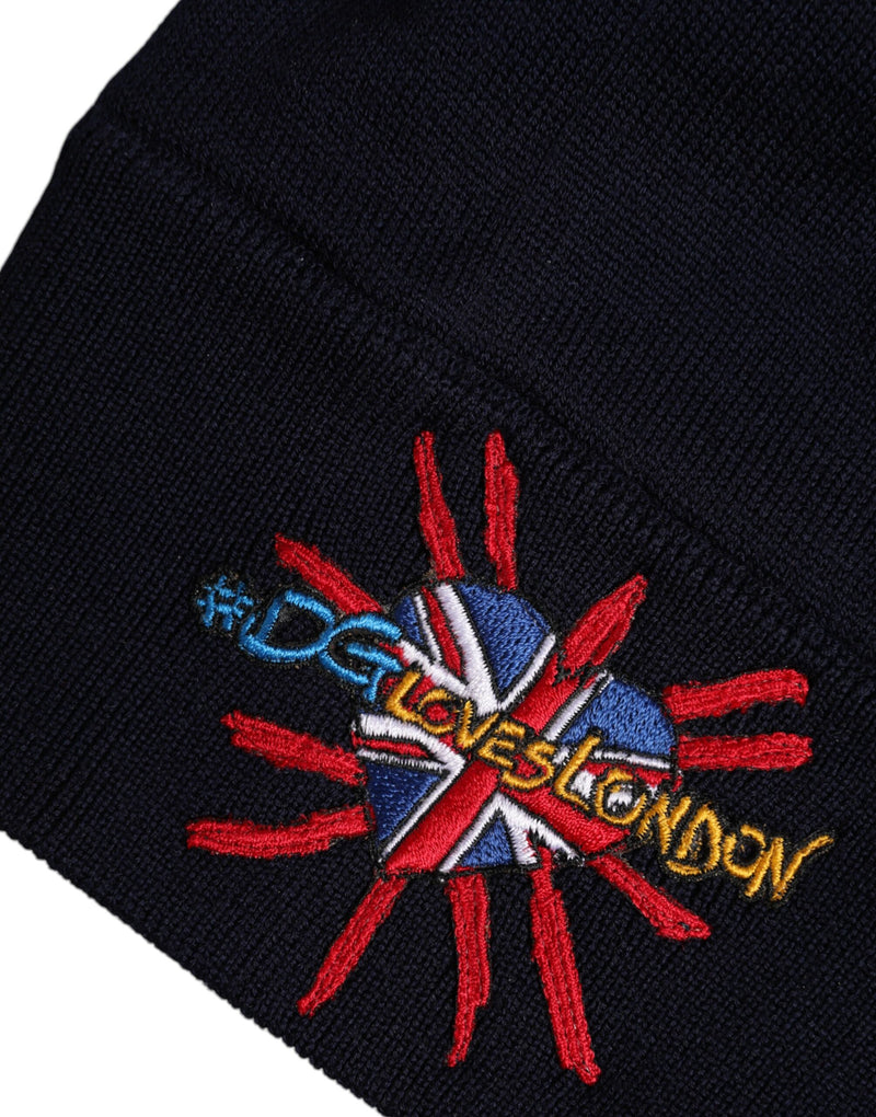 Bonnet d'hiver en laine noire Dolce & Gabbana #DGLovesLondon