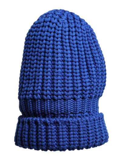 Bonnet d'hiver tricoté en laine bleue Dolce & Gabbana