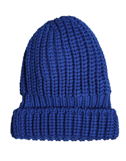 Bonnet d'hiver tricoté en laine bleue Dolce & Gabbana