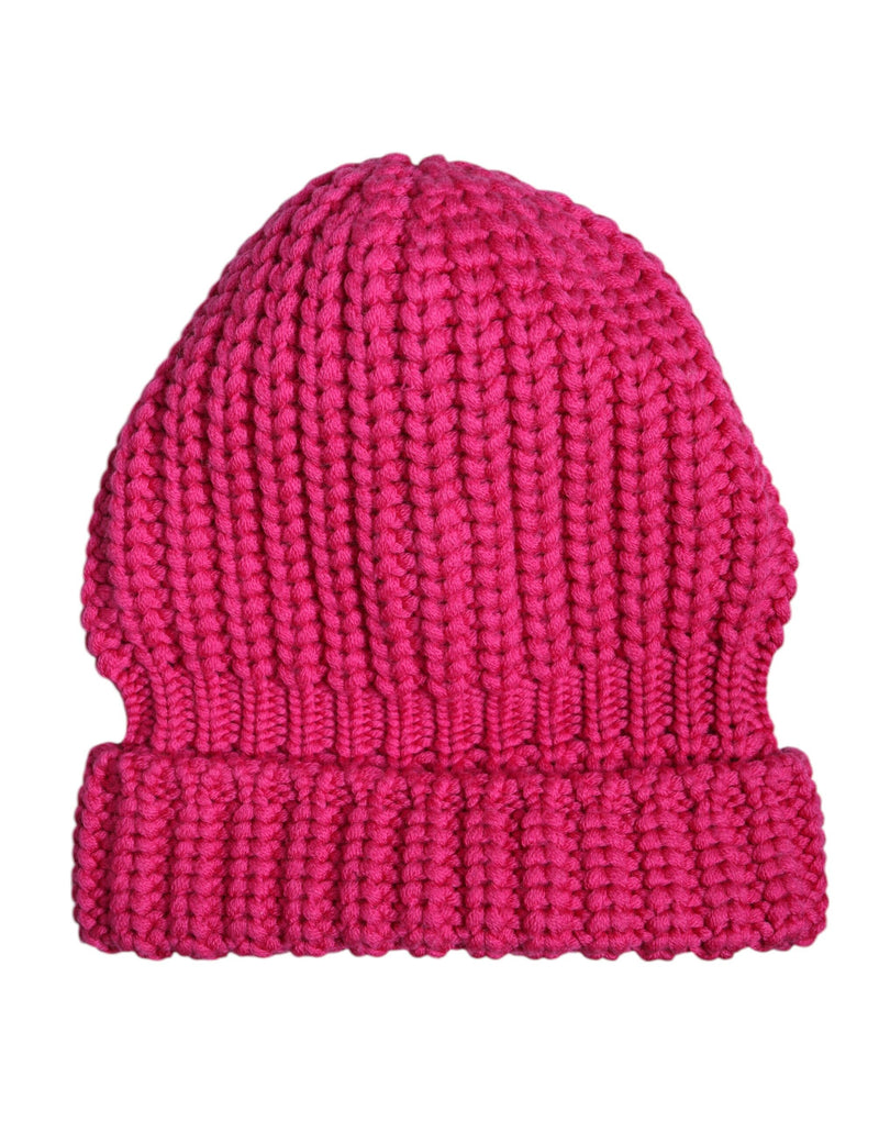 Bonnet d'hiver tricoté en laine unie rose Dolce & Gabbana