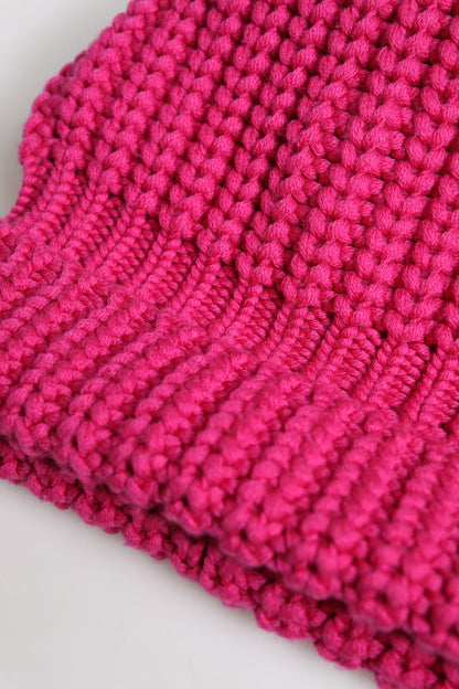 Bonnet d'hiver tricoté en laine unie rose Dolce & Gabbana