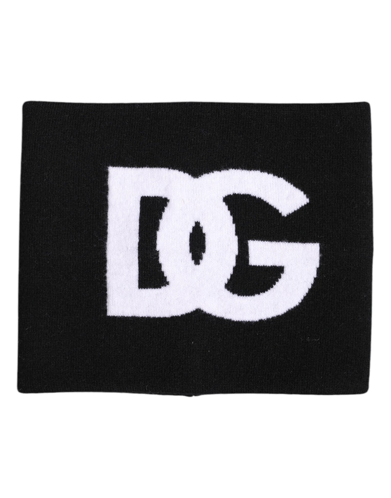 Écharpe cache-cou en tricot à imprimé logo noir et blanc Dolce &amp; Gabbana