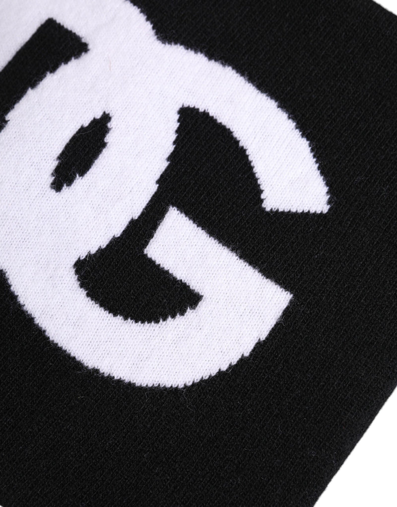 Écharpe cache-cou en tricot à imprimé logo noir et blanc Dolce &amp; Gabbana