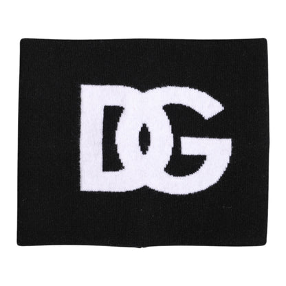 Dolce & Gabbana Zwart Wit Logo Print Gebreide Nekwarmer Sjaal