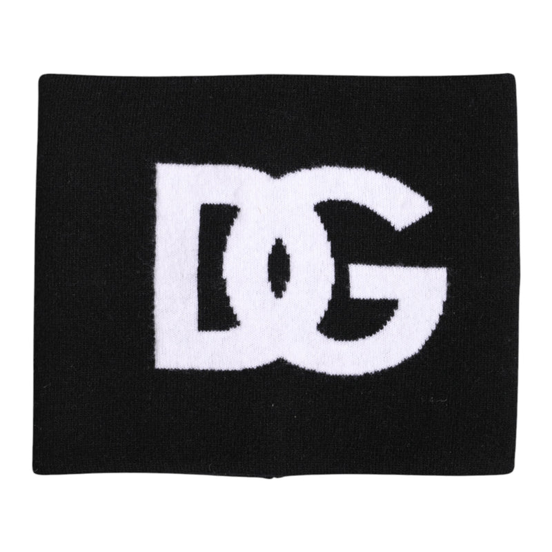Écharpe cache-cou en tricot à imprimé logo noir et blanc Dolce &amp; Gabbana
