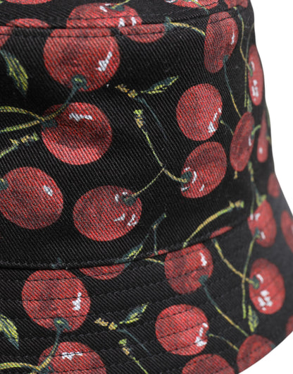 Dolce & Gabbana Zwarte Katoenen Emmerhoed met Brede Rand en Print