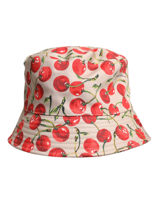 Chapeau bob à large bord en coton imprimé beige Dolce & Gabbana