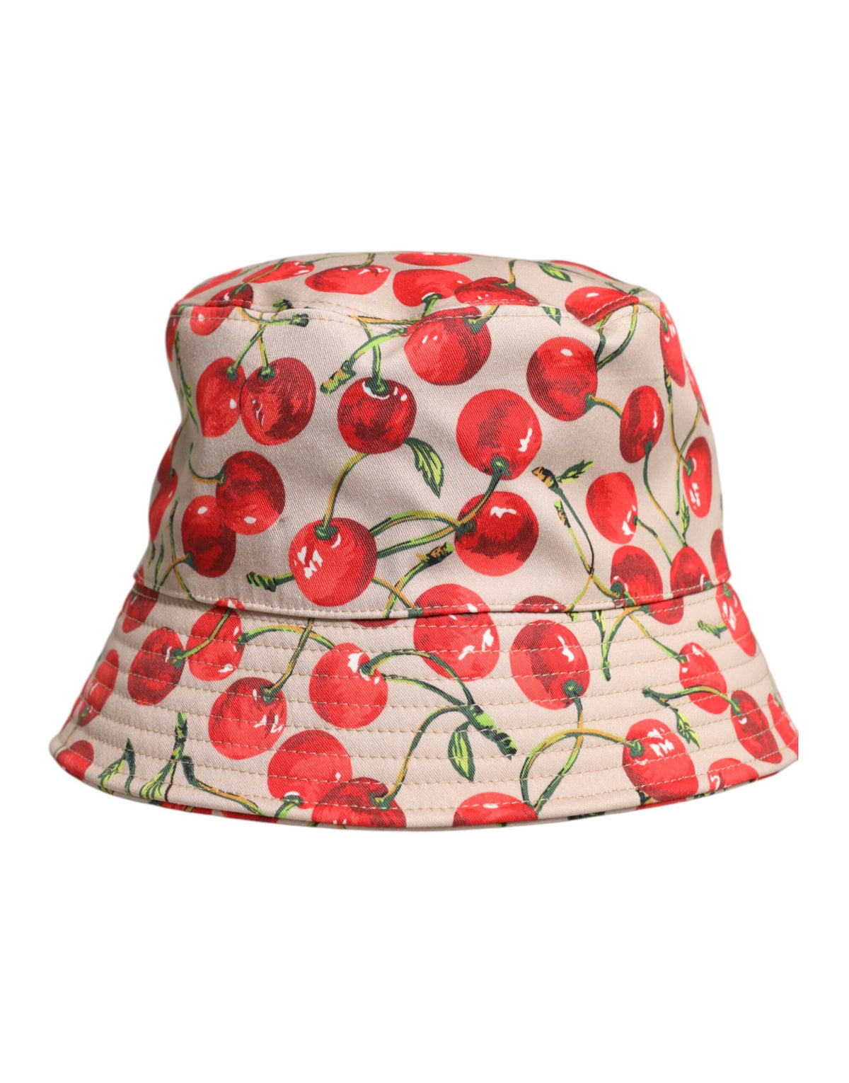 Chapeau bob à large bord en coton imprimé beige Dolce & Gabbana