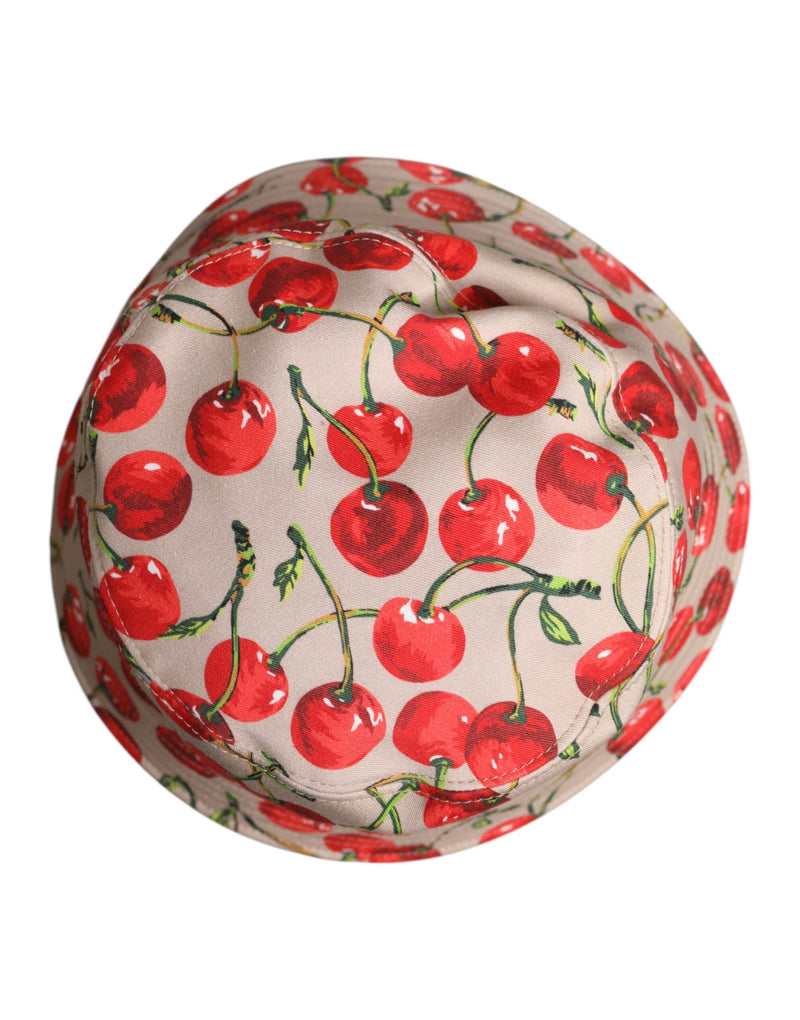 Chapeau bob à large bord en coton imprimé beige Dolce & Gabbana