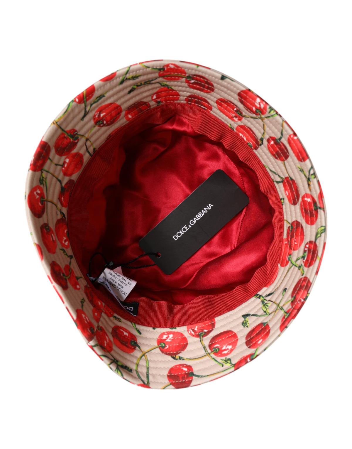 Chapeau bob à large bord en coton imprimé beige Dolce & Gabbana