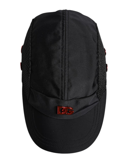 Casquette de baseball Dolce & Gabbana en nylon noir avec logo DG à 6 panneaux