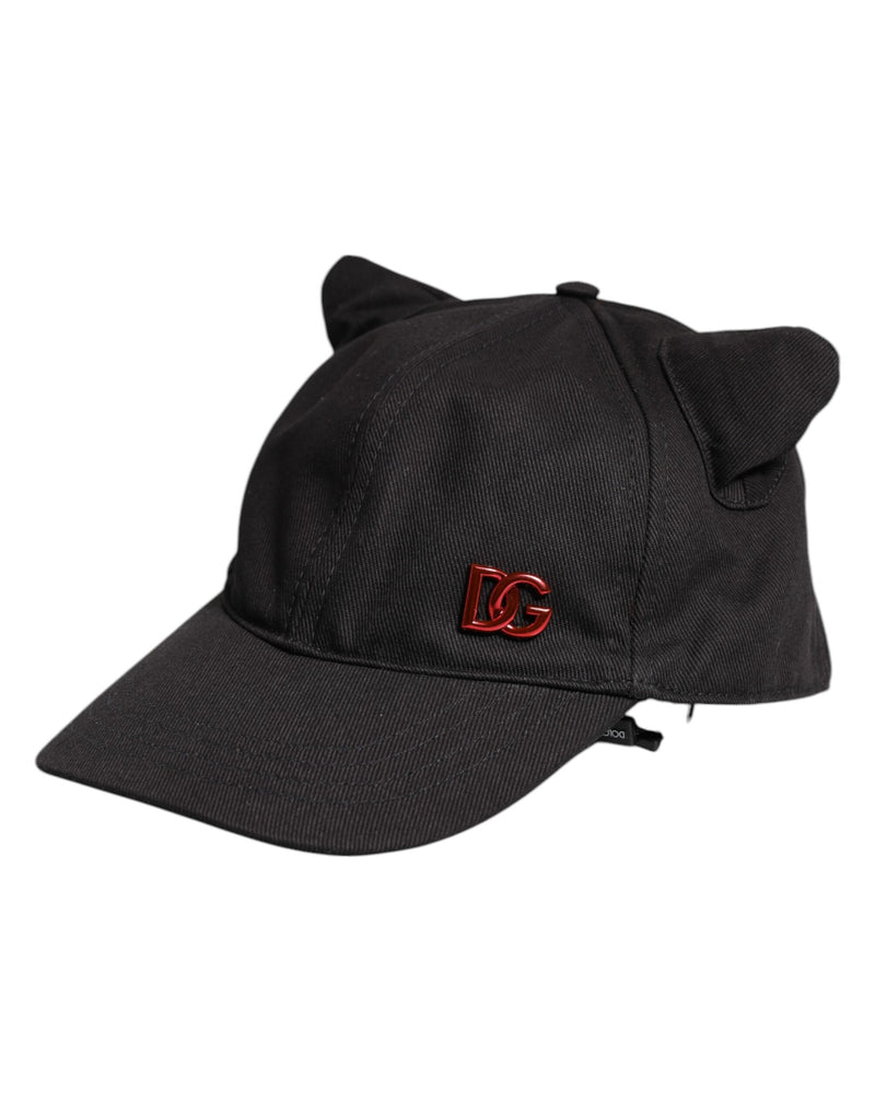 Casquette de baseball 6 panneaux en coton noir avec logo Dolce & Gabbana