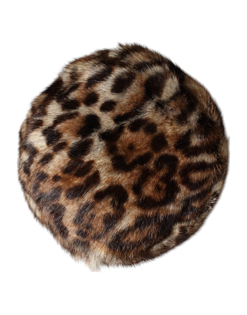 Dolce & Gabbana Brown Leopard Faux Fur Bucket Hat