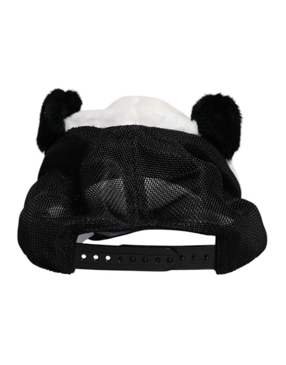 Casquette de baseball Dolce & Gabbana en fourrure de panda noire et blanche pour femme