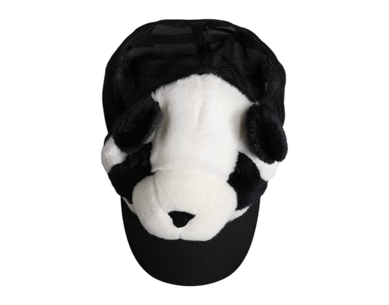 Dolce & Gabbana Casquette Femme Noir Blanc en Fourrure Panda