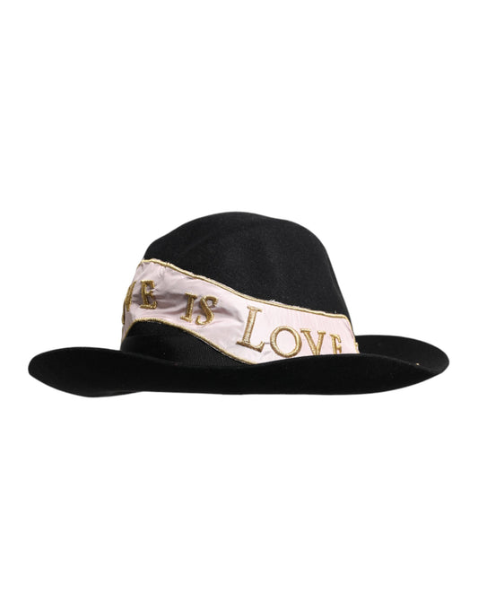 Dolce & Gabbana Zwarte Logo Geborduurde Dameshoed met Brede Rand