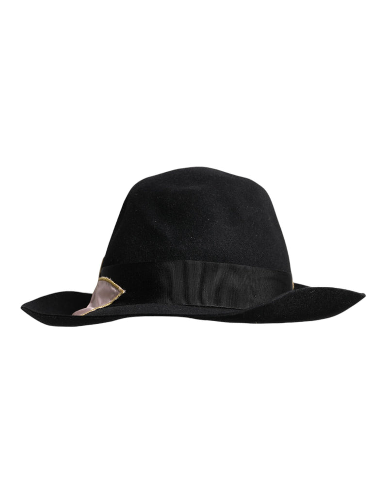 Dolce & Gabbana Black Logo Embroidered Wide Brim Hat for Women