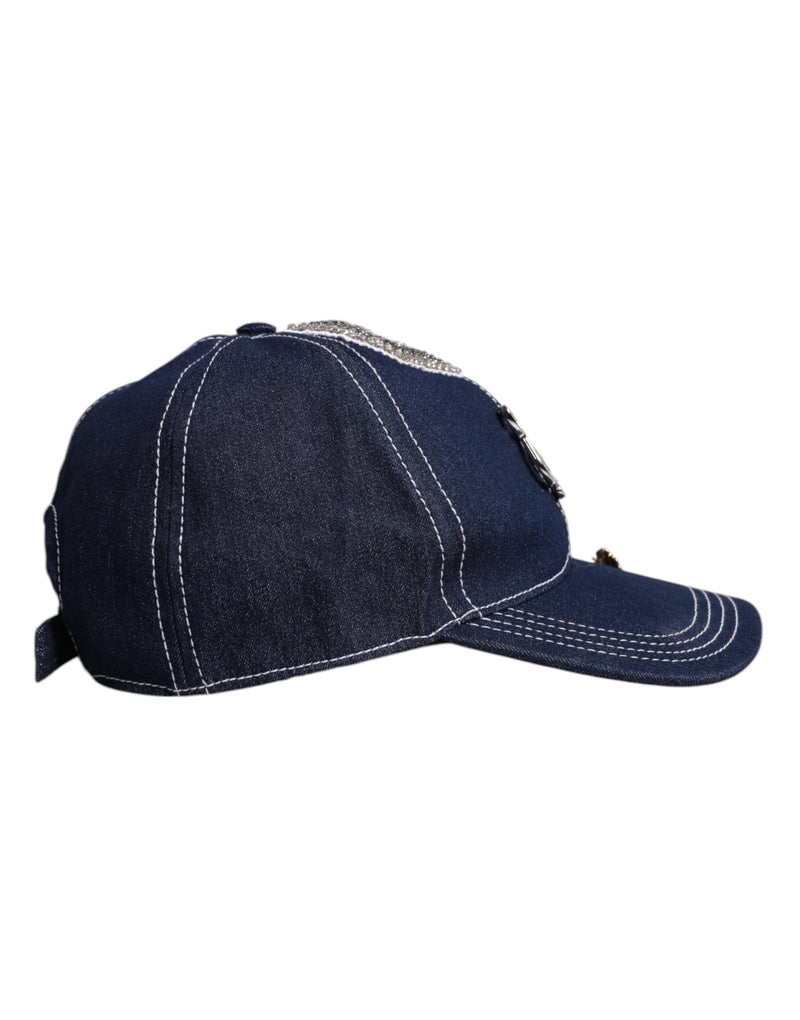Dolce & Gabbana Blue Crystal Embellishment Baseball Cap