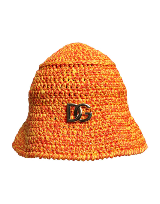 Dolce & Gabbana oranje katoenen haakhoed met DG-logo