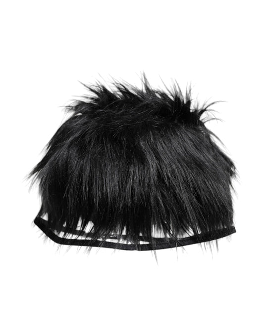 Dolce & Gabbana Zwarte Kunstbont Bucket Hat