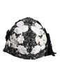 Dolce & Gabbana zwarte wollen witte bloemen versierde cloche hoed