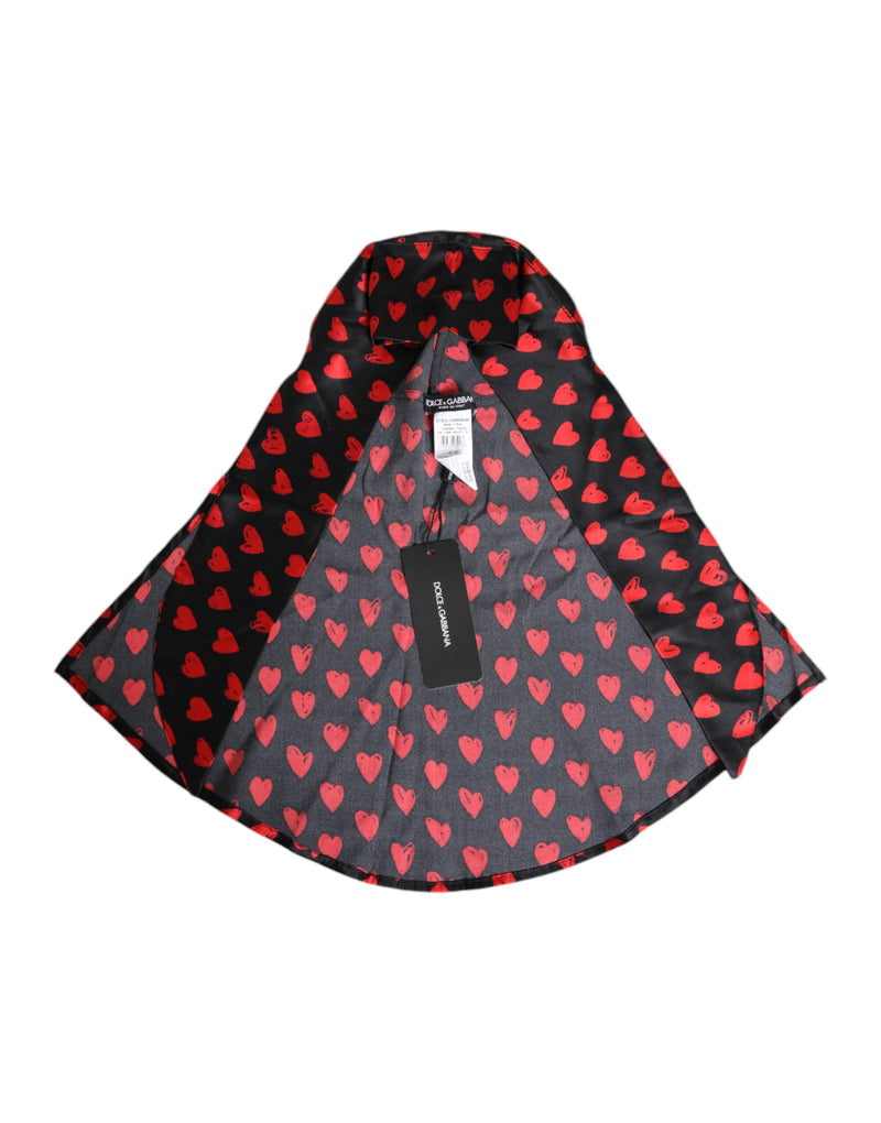 Dolce & Gabbana Black Red Hearts Polyester Sun Hat