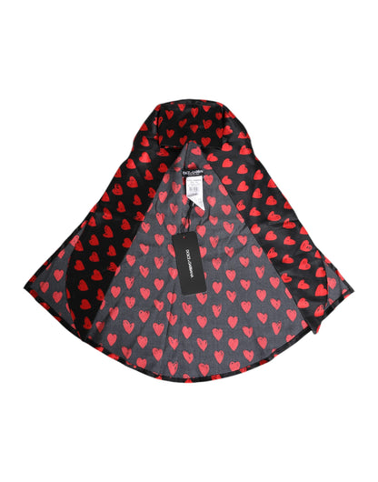 Dolce & Gabbana Zwarte Rode Harten Polyester Hoed