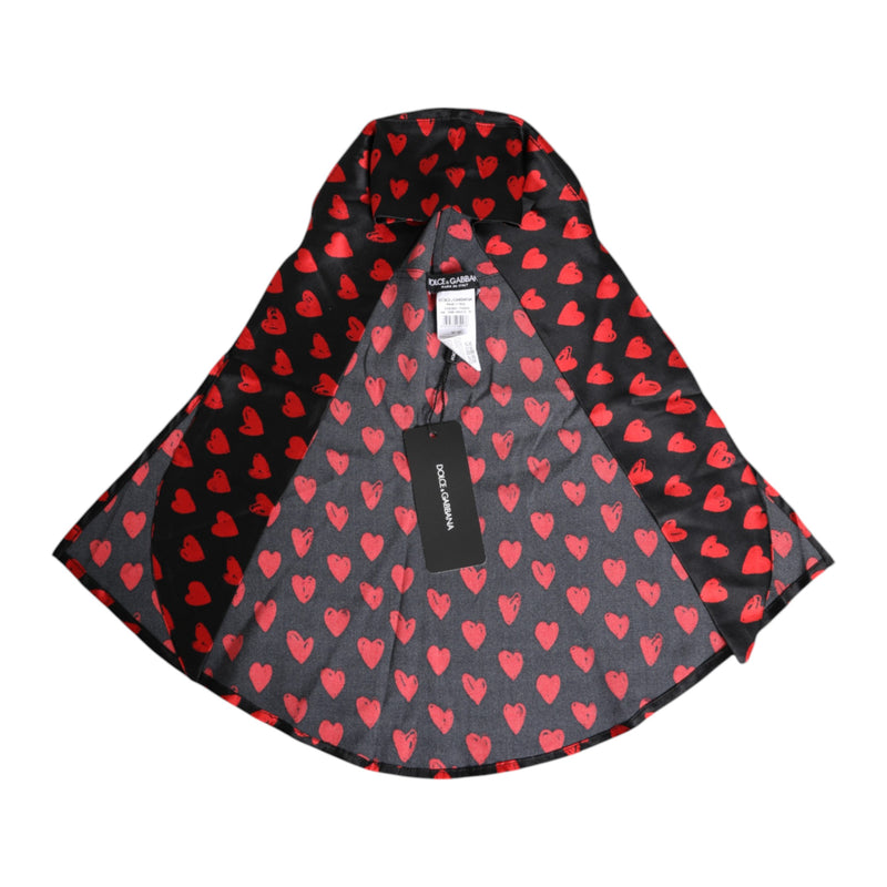 Dolce & Gabbana Black Red Hearts Polyester Sun Hat