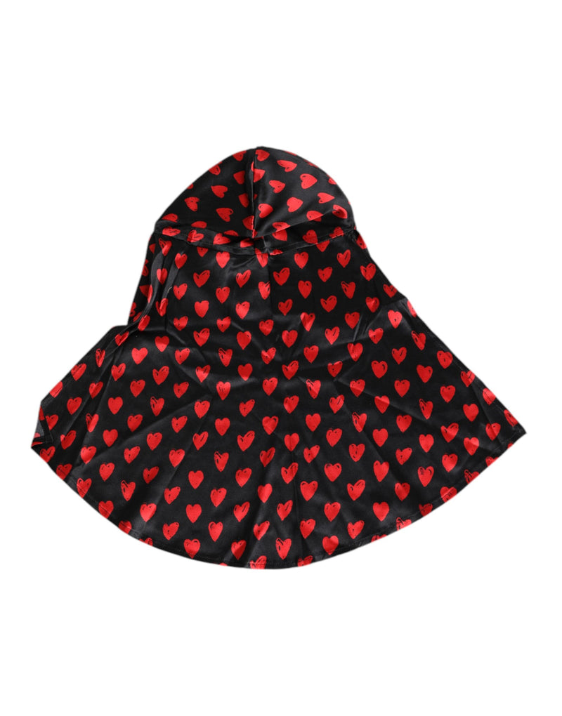 Dolce & Gabbana Black Red Hearts Polyester Sun Hat