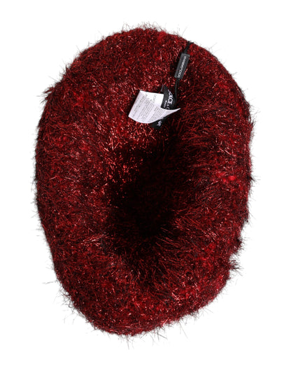 Dolce & Gabbana Rode Viscose Tinsel Brede Rand Bucket Hat