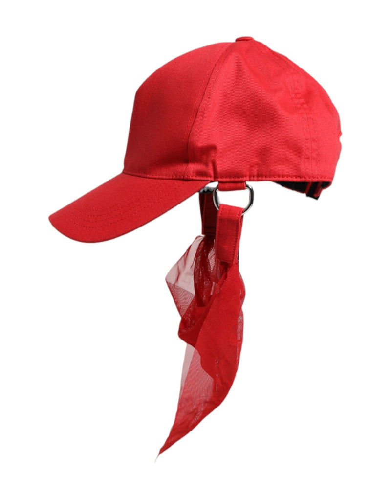 Dolce & Gabbana Casquette Rouge en Coton 6 Pans pour Femme