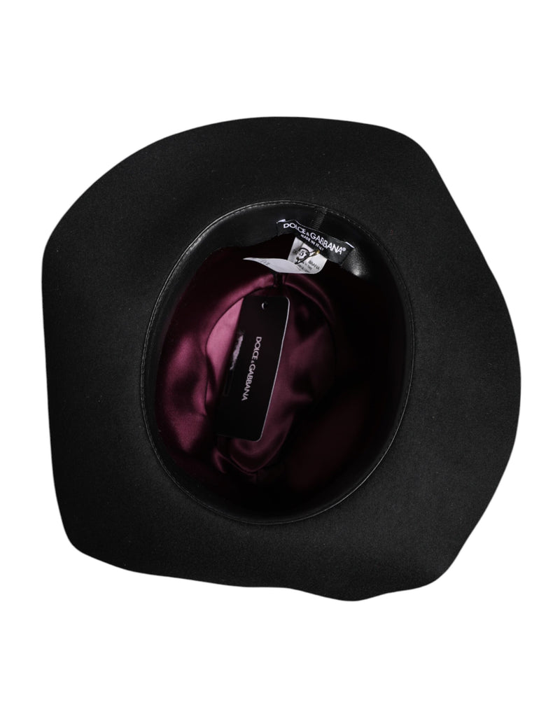 Dolce & Gabbana Black Wide Brim Trilby Fedora Hat