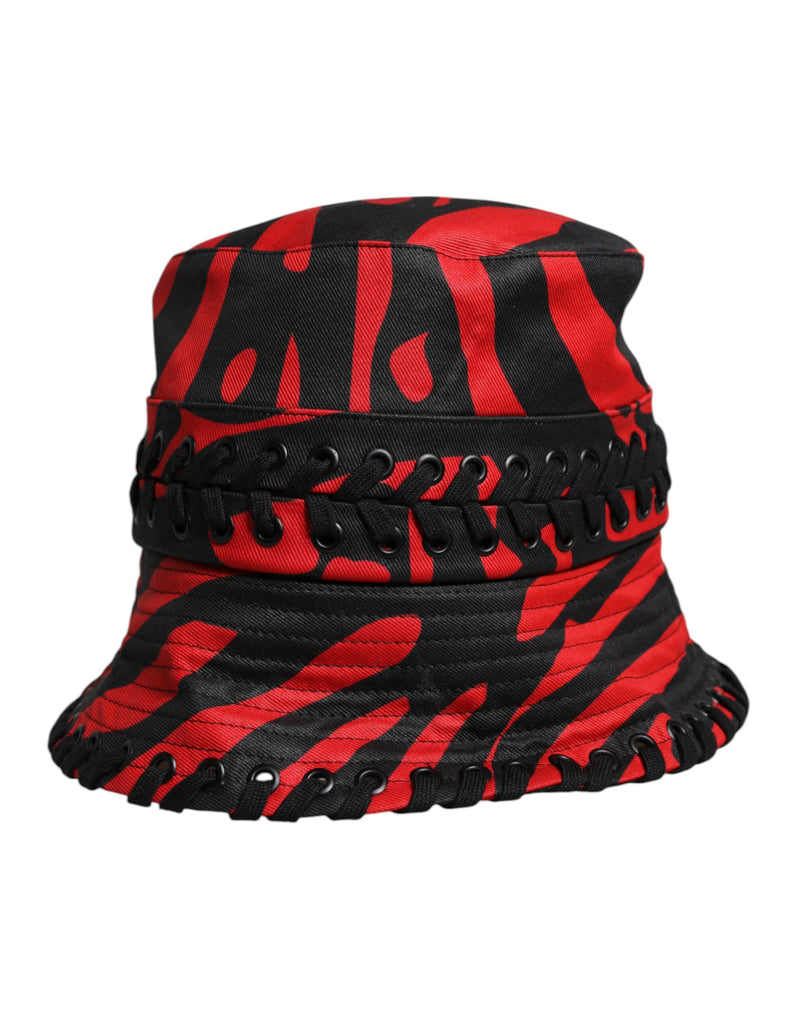 Dolce & Gabbana Chapeau Bucket Noir Rouge à Large Bord