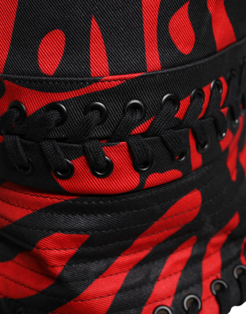 Dolce & Gabbana Chapeau Bucket Noir Rouge à Large Bord