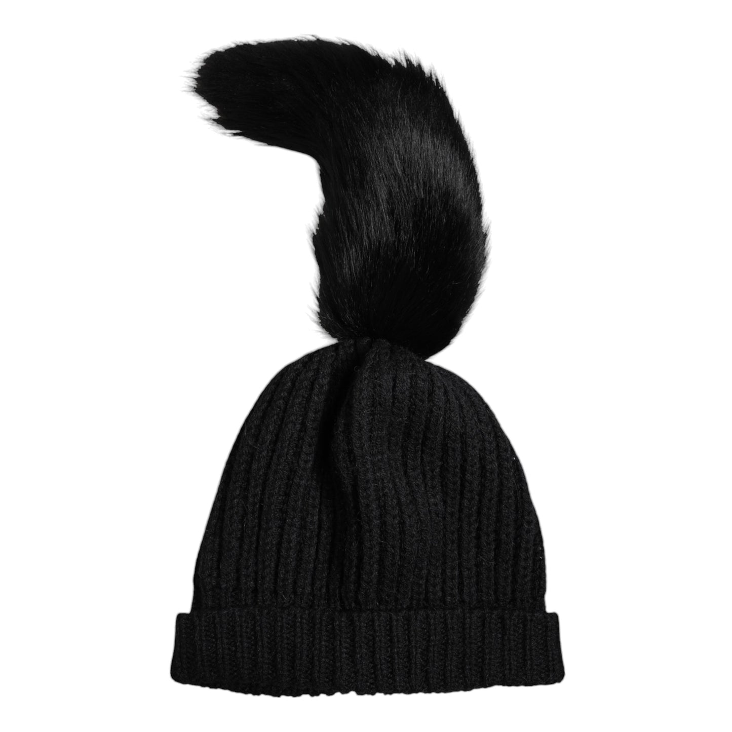 Dolce & Gabbana Zwarte gebreide wintermuts van acrylbont