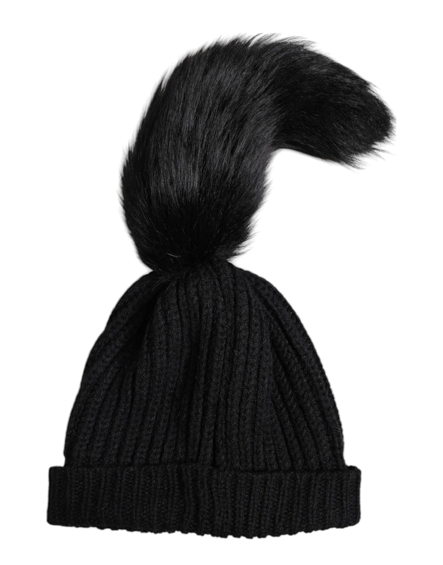 Dolce & Gabbana Zwarte gebreide wintermuts van acrylbont