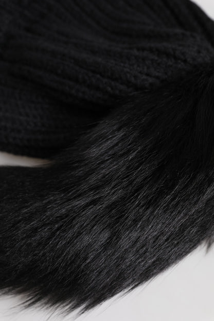 Dolce & Gabbana Zwarte gebreide wintermuts van acrylbont