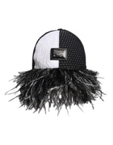 Dolce & Gabbana Casquette Baseball à Pois Blanc et Noir avec Plumes