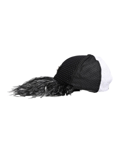 Casquette de baseball à pois blancs et noirs Dolce & Gabbana avec plumes