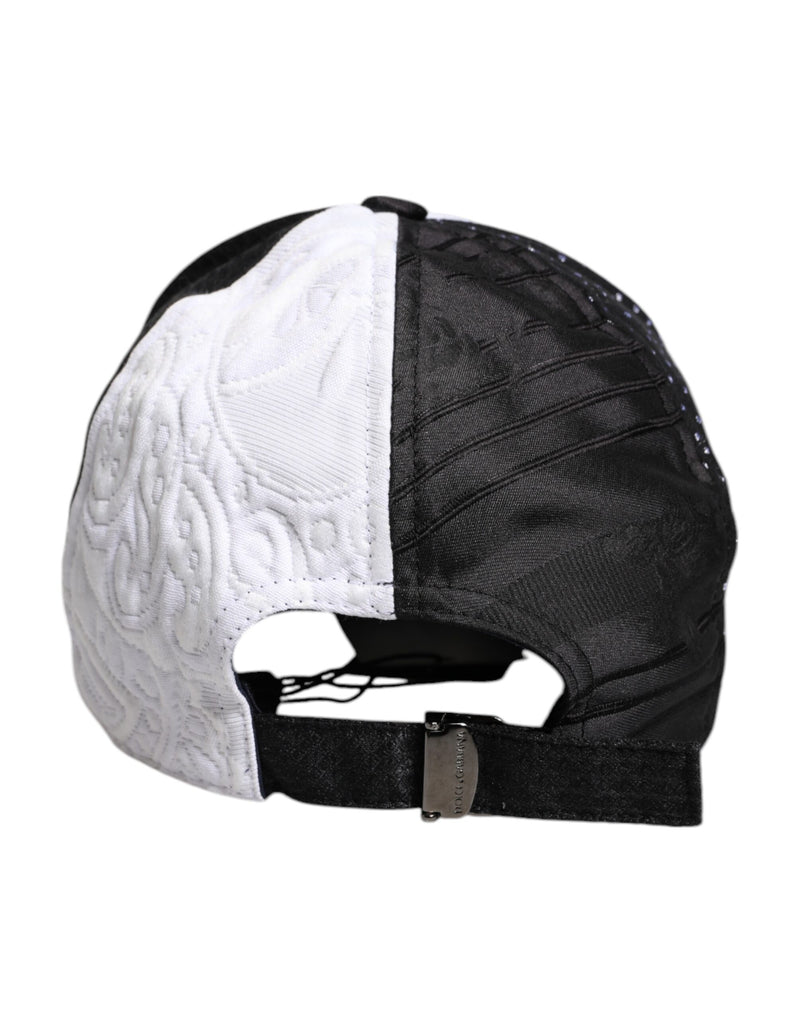 Dolce & Gabbana Casquette Baseball à Pois Blanc et Noir avec Plumes