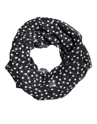 Dolce & Gabbana Zwarte Polka Dots Polyester Wikkel Sjaal