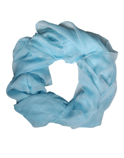 Foulard châle rectangulaire en soie bleu clair Dolce & Gabbana