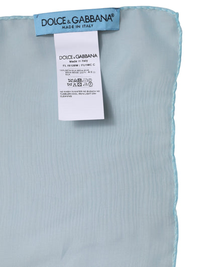 Foulard châle rectangulaire en soie bleu clair Dolce & Gabbana