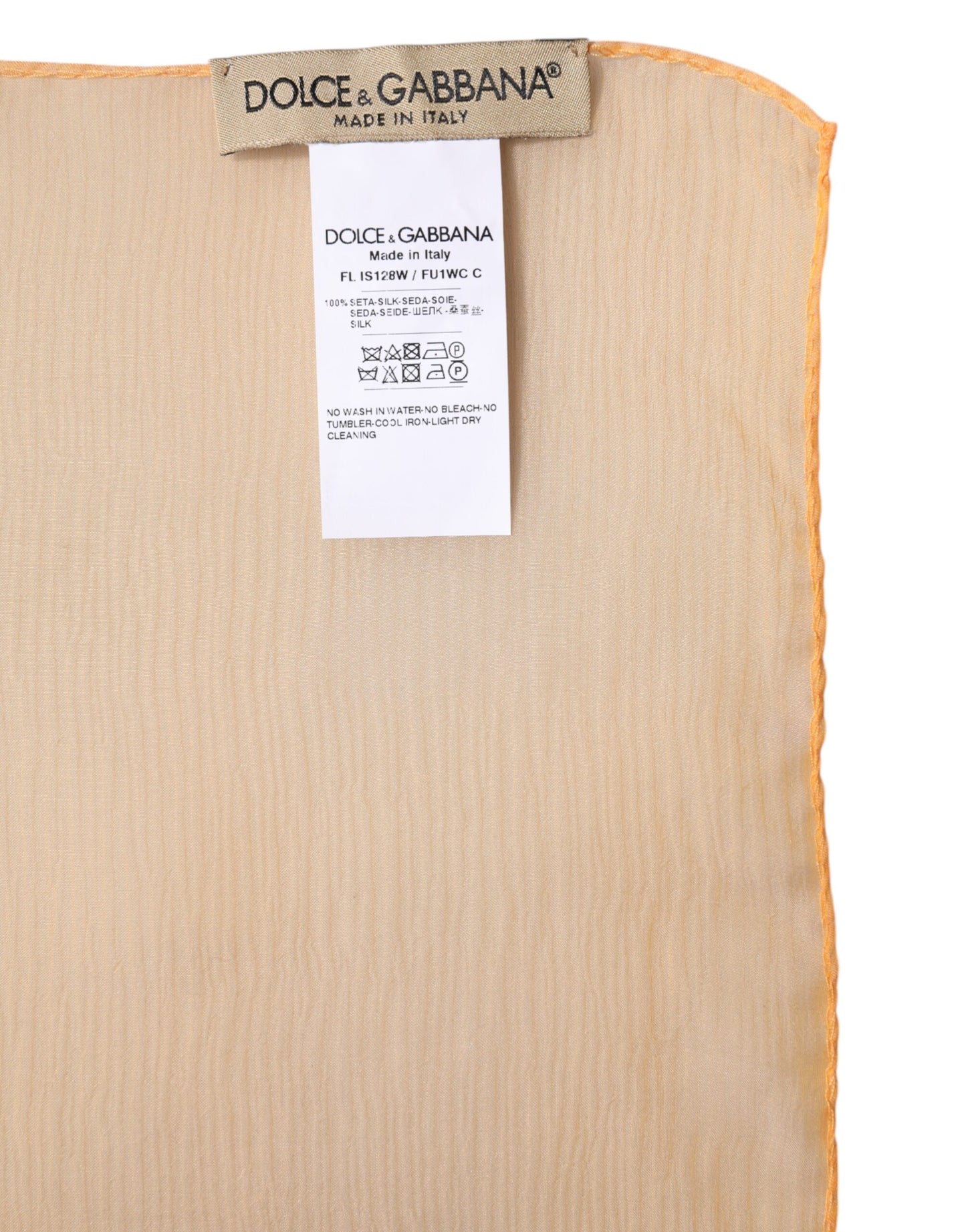 Foulard châle rectangulaire en soie orange Dolce & Gabbana