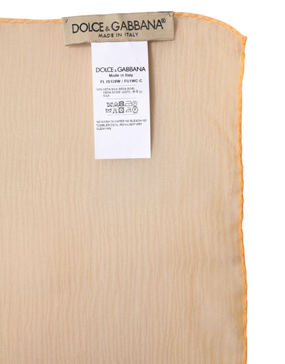 Foulard châle rectangulaire en soie orange Dolce & Gabbana